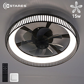 Управляемая светодиодная люстра с вент. FAN FRAME 45W+15W R-APp-500x125-BLACK/WHITE-220-IP20