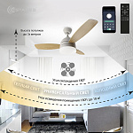 Управляемая светодиодная люстра с вент. FAN WOOD 48W+18W R-APP-1060x390-WHITE WOOD WHITE-220-IP20