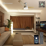 Управляемая светодиодная люстра с вент. FAN WOOD 48W+18W R-APP-1060x390-WHITE WOOD WHITE-220-IP20