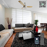 Управляемая светодиодная люстра с вент. FAN WOOD 48W+18W R-APP-1060x390-WHITE WOOD WHITE-220-IP20